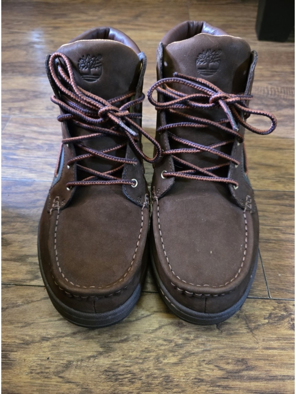 VINTAGE Timberland 7 EYE Brown Leather Moc Toe Hiking Boots